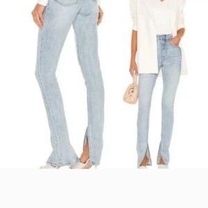 WeWoreWhat Revolve Denim Stiletto Slit Studio Light Wash High Waisted Jeans 29